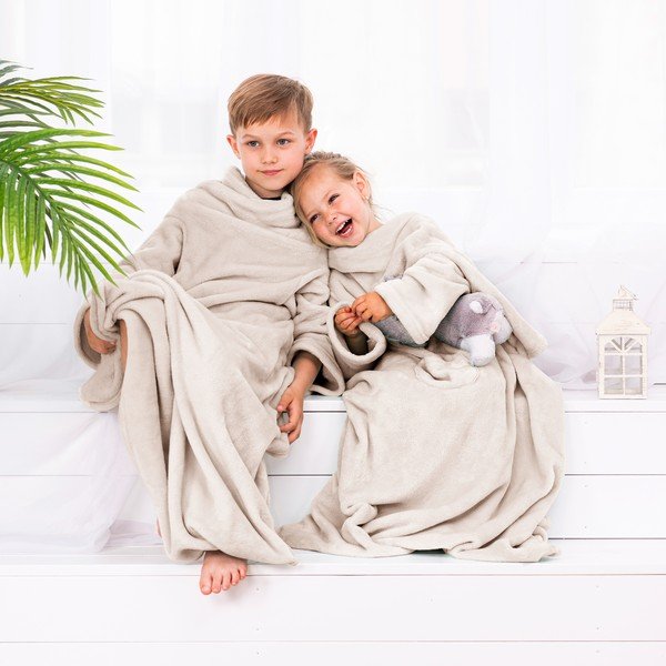 Bež dječja deka s rukavima DecoKing Lazykids-image-3