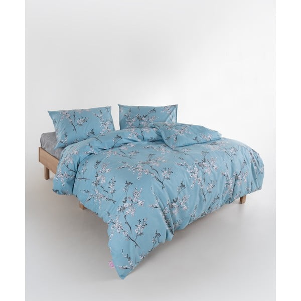 Plava posteljina za bračni krevet/za produženi krevet od renforce pamuka 240x220 cm Blue Floral – Mila Home Luxury-image-2