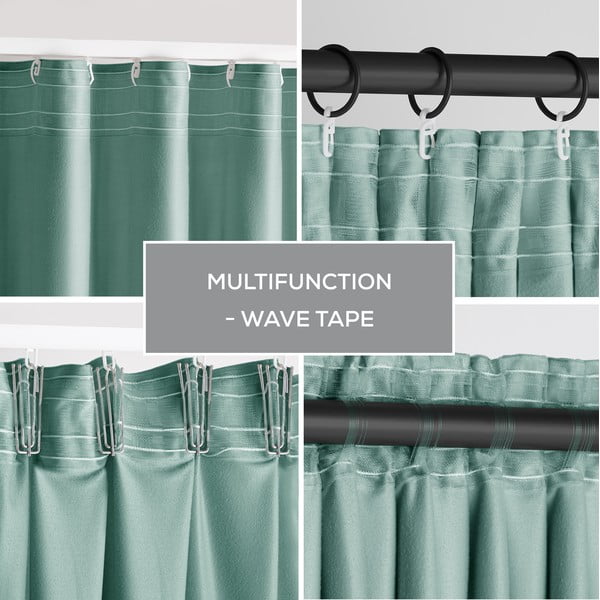 Svijetlo zelena zavjesa za djelomično zamračenje od samta 140x245 cm Pleat – Restilo-image-3