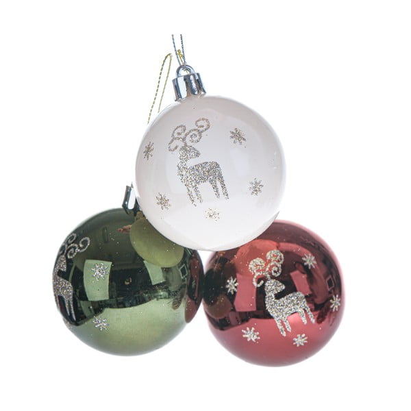 Plastični božićni ukrasi u setu 3 kom ø 6 cm – Dakls