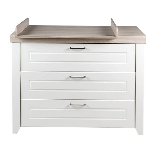 Bijela niska dječja komoda u dekoru brijesta s promjenjivim stolom 120x98 cm Felicia – Roba-image-2