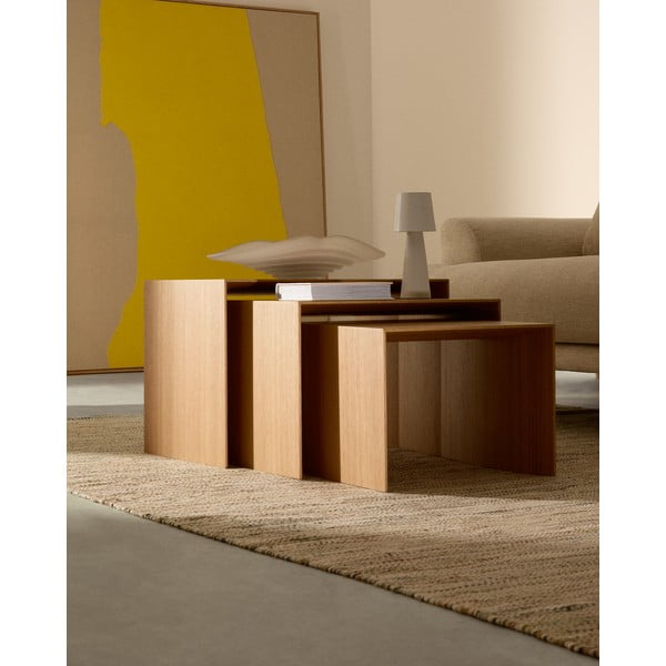 Pomoćni stolići u setu 3 kom u dekoru hrasta 40x60 cm Litto – Kave Home-image-2