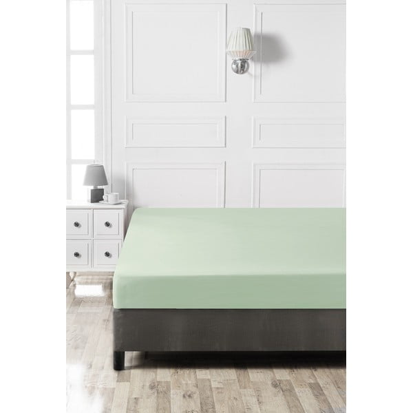 Svijetlo zelena pamučna plahta s gumom 140x200 cm – Mijolnir-image-2