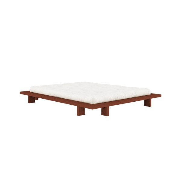 Bračni krevet od masivnog bora bez uzglavlja s podnicom 140x200 cm boje terakote Japan – Karup Design-image-3