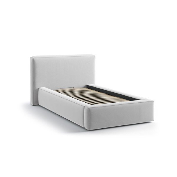 Tapecirani krevet s prostorom za odlaganje s podnicom 90x200 cm u srebrnoj boji Jodie – Micadoni -image-2