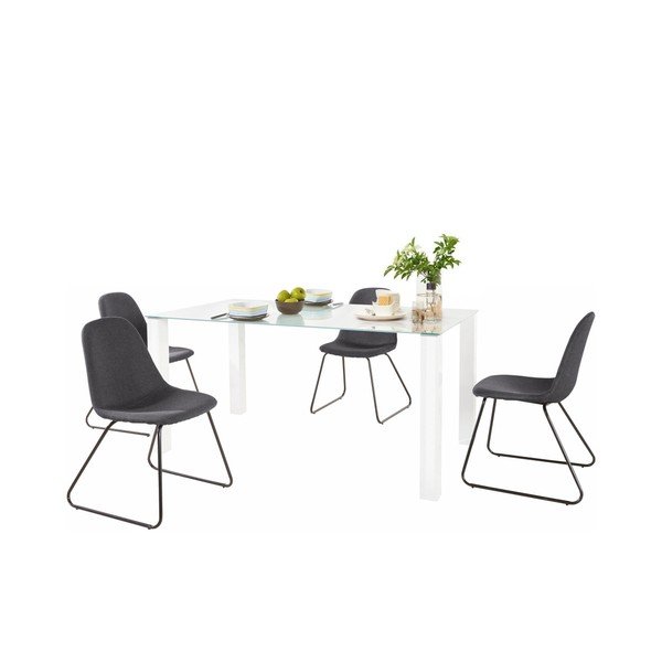 Set bijelog stola za blagovanje i 4 antracitne blagovaonske stolice Støraa Dante Colombo Duro-image-1