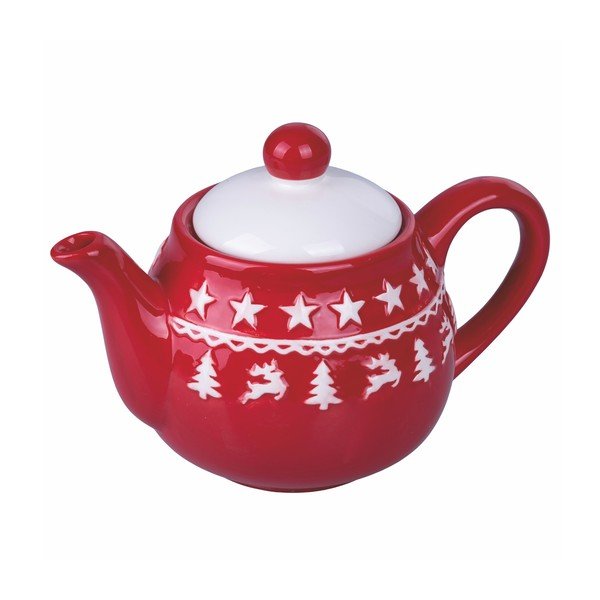 Crveno-bijeli božićni keramički čajnik 520 ml Xmas - VDE Tivoli 1996-image-1