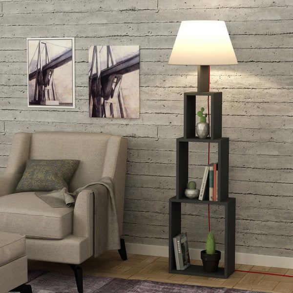 Antracit amostojeća lampa sa svijetlo sivim zaslonom Homitis Tower-image-1