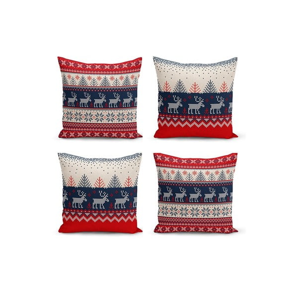 Tekstilne jastučnice s božićnim motivom u setu 4 komada 43x43 cm - Mila Home