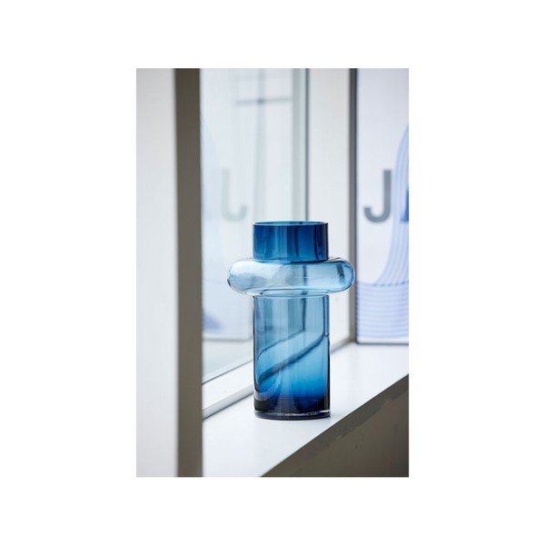 Tamnoplava staklena vaza Lyngby Glas Tube, visina 30 cm-image-3