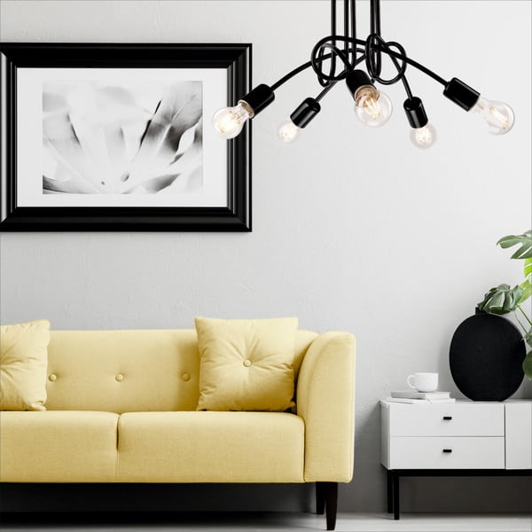 Crna stropna svjetiljka bez sjenila 46x46 cm Camilla – LAMKUR-image-1