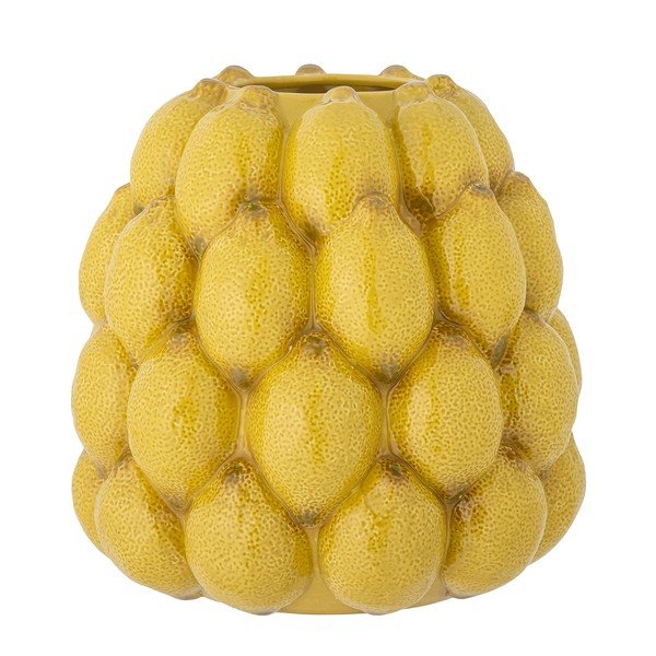 Žuta  ručno oslikana vaza od kamenine (visina 22 cm) Limone – Bloomingville