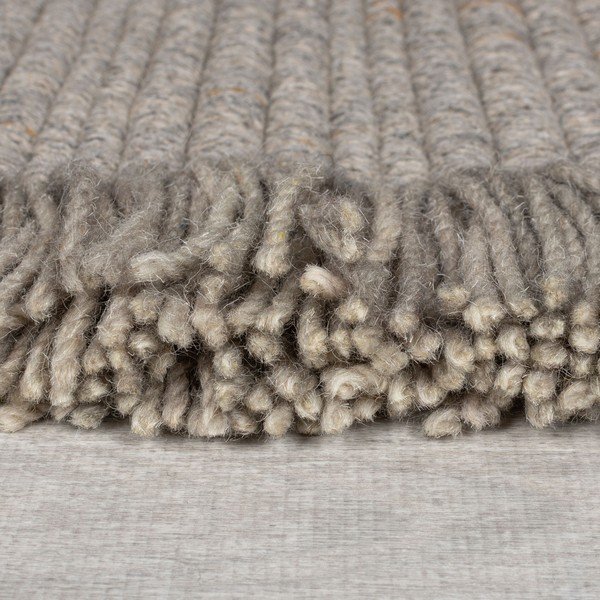 Sivi ručno rađen tepih od mješavine vune 160x230 cm Rene Fringed Ribbed – Flair Rugs-image-4