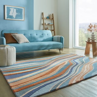 Plavi ručno rađen vunen tepih 160x230 cm Abstract Flow – Flair Rugs