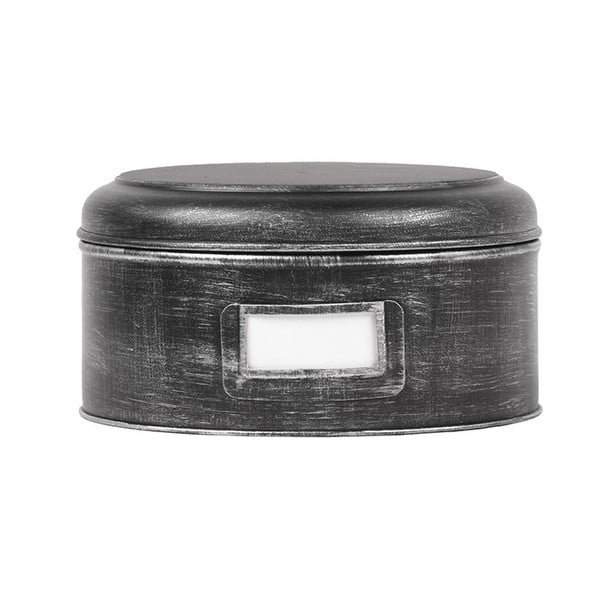 Crna metalna kutija za pohranu LABEL51 Antigue, ⌀ 25 cm