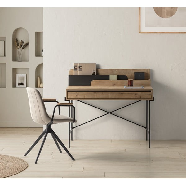 Uredski radni stol od punog hrasta 60x113 cm Lila – Marckeric-image-1