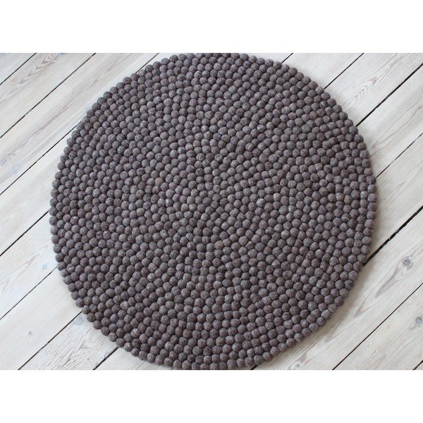 Smeđi tepih od vunenih pompona Wooldot Ball Rugs, ⌀ 120 cm-image-1