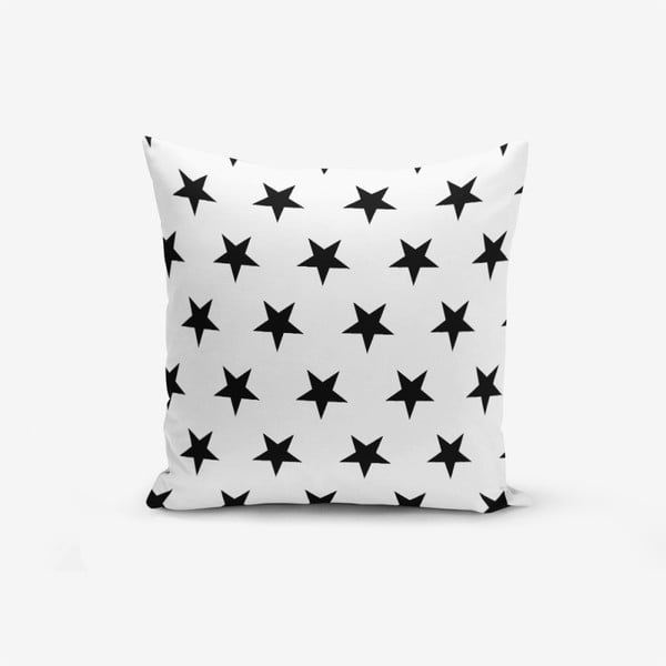 Crno-bijela jastučnica s primjesom pamuka Minimalist Cushion Covers Black Stars, 45 x 45 cm