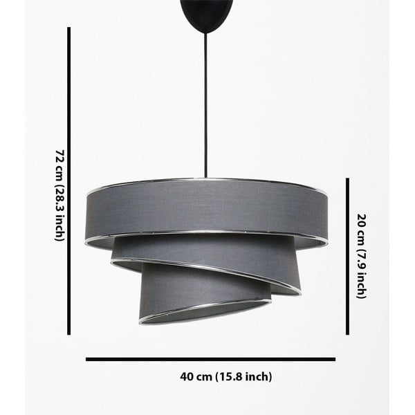 Antracitno siva/u srebrnoj boji viseća svjetiljka s tekstilnim sjenilom ø 40 cm Couper – Opviq lights-image-2
