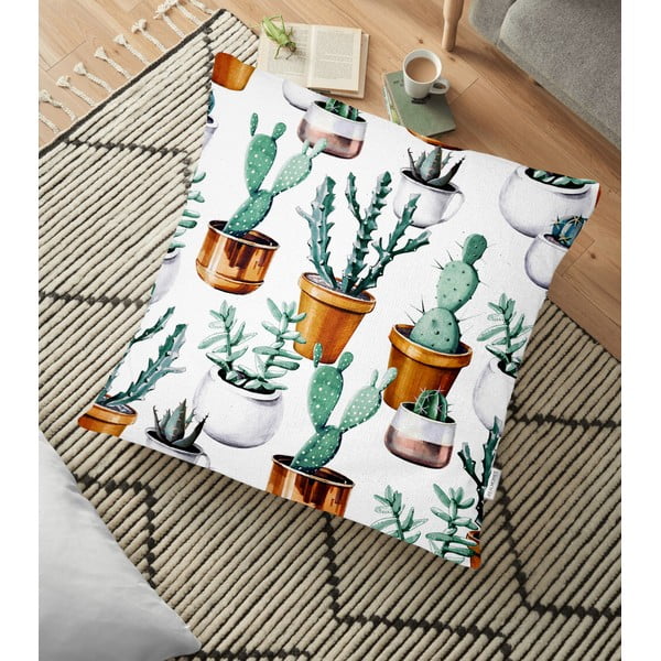 Jastuk obloga s pamučnim minimalističkim jastukom pokriva kaktus u lonac, 70 x 70 cm