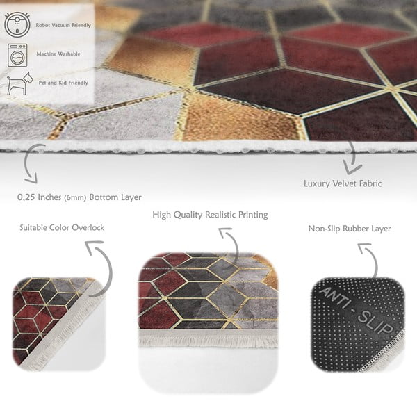 Bordo-sivi perivi tepih 160x230 cm – Mila Home-image-4