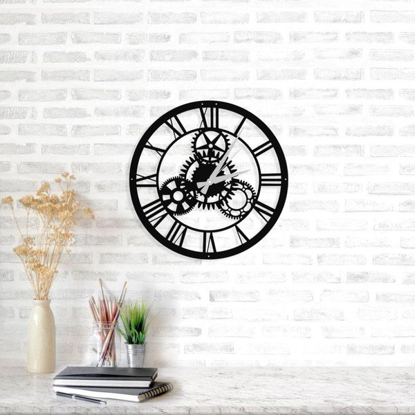 Crni zidni sat Davin Clock, ⌀ 48 cm-image-1