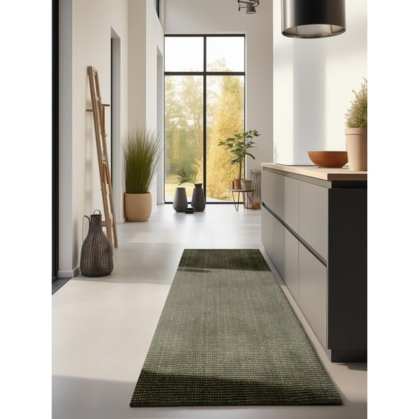 Kaki zelena staza jutena 80x200 cm Bouclé – Hanse Home-image-1