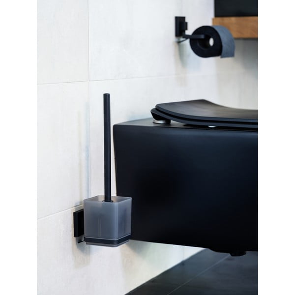 Crna plastična samoljepljiva WC četka Quadro – Wenko-image-1