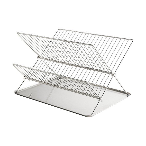 Metalni dvoetažan ocjeđivač za posuđe u sjajno srebrnoj boji 41x31 cm Dry-It – Mette Ditmer Denmark