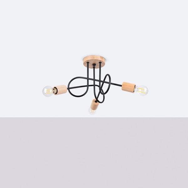 Crna/u prirodnoj boji stropna svjetiljka 14x56 cm Tumber – Sollux-image-2