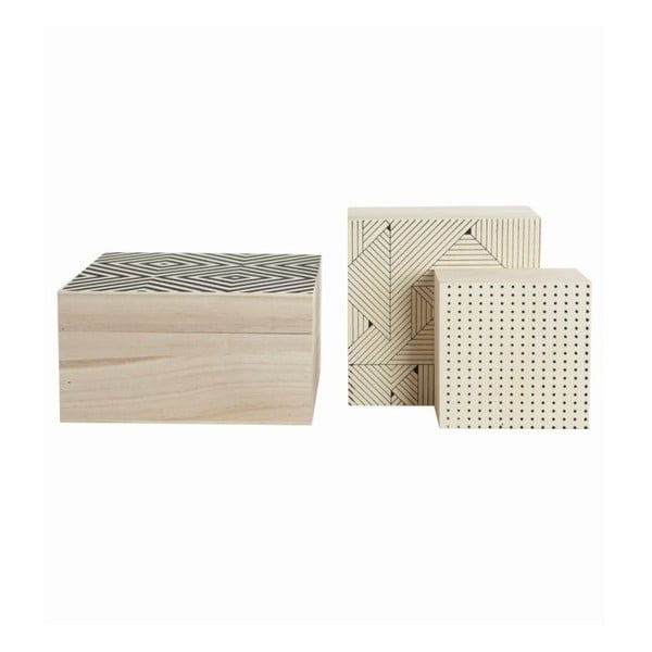 Set drvenih kutija Geometrija, 3 kom