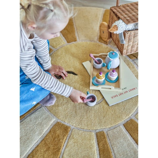 Bež/jantarni vunen dječji tepih ø110 cm Sun – Bloomingville Mini-image-1