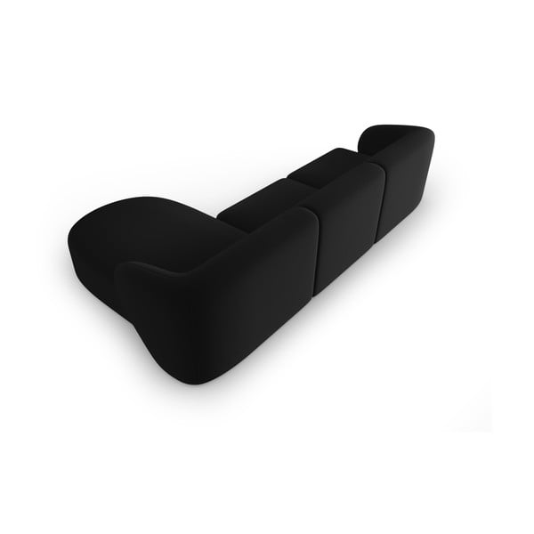 Crna baršunasti kutna garnitura (s desnim kutom/s ležaljkom) Paolo – Milo Casa-image-3