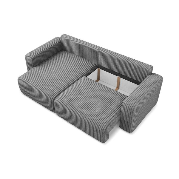 Siva sklopiva/s prostorom za odlaganje kutna garnitura od samta (s lijevim kutom/s ležaljkom) Kona – Makamii-image-4