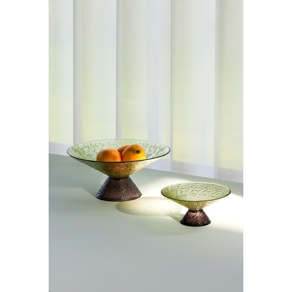 Zelena/smeđa staklena zdjela za voće ø 25 cm Bonbon – Hübsch-image-4