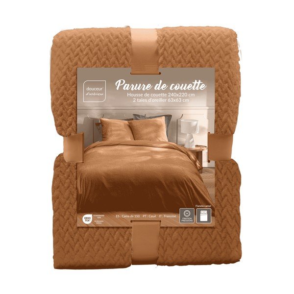 Svjetlo smeđa 3-dijelna posteljina za bračni krevet/za produženi krevet od mikroflanela 240x220 cm Flanou – douceur d'intérieur-image-3