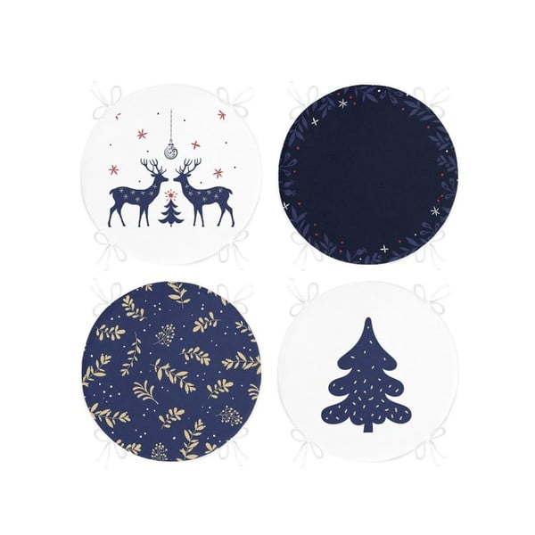 Jastuci za sjedenje u setu 4 kom s božićnim motivom ø 40 cm Blue Christmas – Mila Home