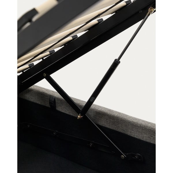 Sivi tapecirani krevet s prostorom za odlaganje s podnicom 90x200 cm Nahiri – Kave Home-image-4