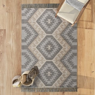 Sivi periv/ručno rađen tepih od recikliranog pamuka 80x120 cm Chandia – Universal