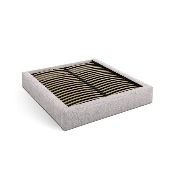 Bež tapecirani bračni krevet s prostorom za odlaganje s podnicom 160x200 cm Simon Darren – Micadoni -image-2