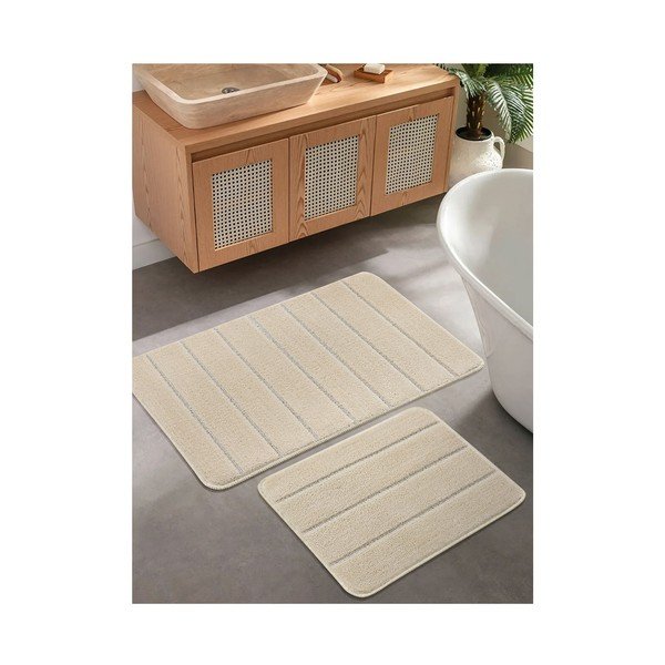 Krem kupaonske prostirke u setu 2 kom 50x80 cm Yeni Cizgli – Foutastic-image-1