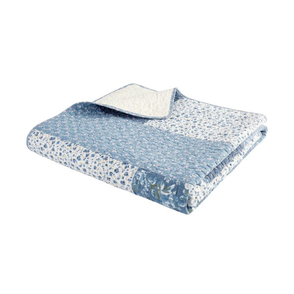 Plavi pamučan prošiven prekrivač 220x230 cm Floral Patchwork – Bianca-image-2