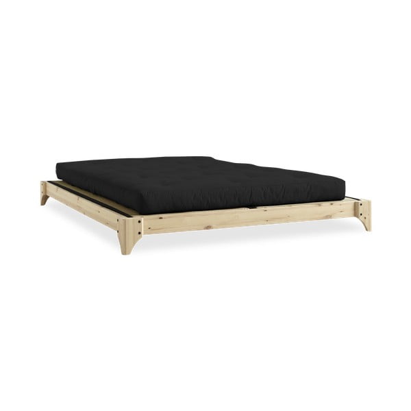 Bračni krevet od borovine s madracem i tatami Karup Design Elan Comfort Mat Natural Clear / Black, 160 x 200 cm