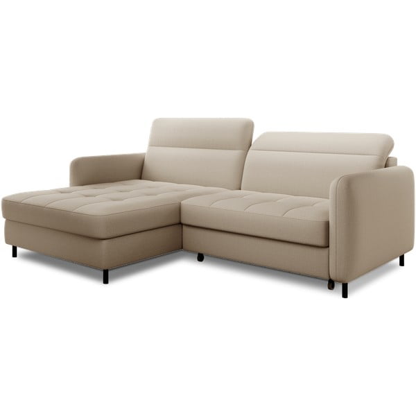 Bež baršunasti sklopiva/s prostorom za odlaganje kutna garnitura (s lijevim kutom/s ležaljkom) Gomsi – ELTAP-image-2