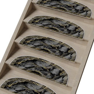 Tamno sivi set tepiha za stepenice 16 kom 20x65 cm Marble Dream – Vitaus