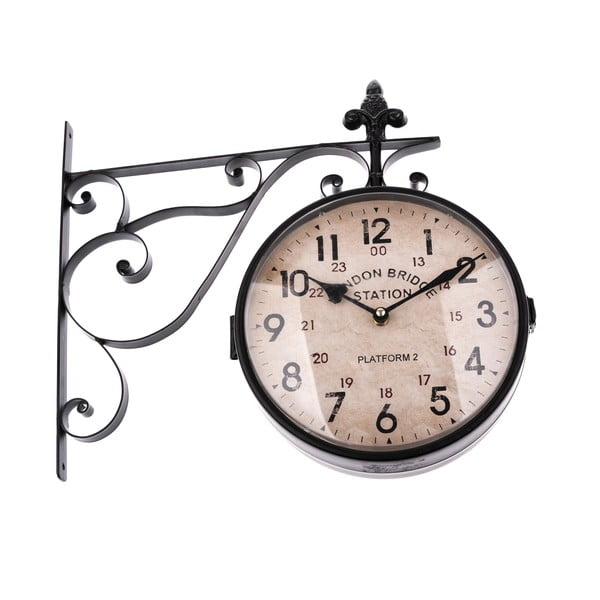 Crni dvostrani viseći sat Dakls, dužine 41 cm