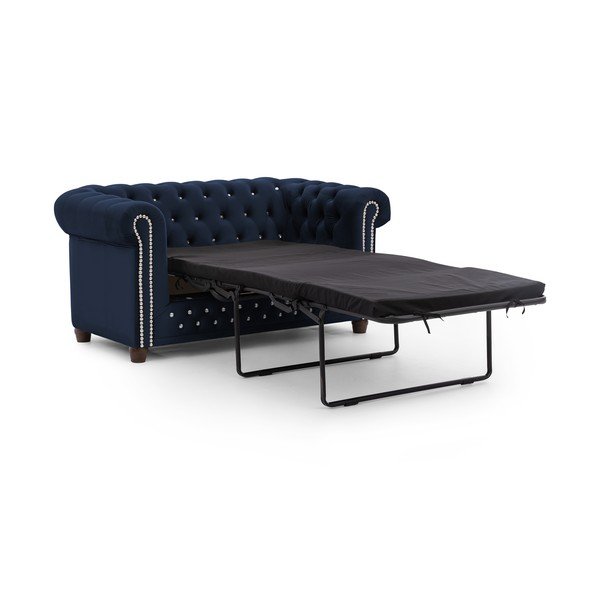 Plava baršunasti sklopiva sofa 148 cm York Blik – Ropez-image-2