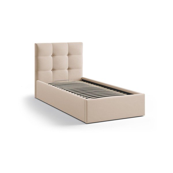 Svjetlo smeđi tapecirani krevet s prostorom za odlaganje s podnicom 90x200 cm Phaedra – Micadoni -image-2