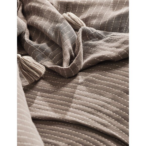 Smeđi prošiveni prekrivač i jastučnica za bračni krevet 220x240 cm Costa - Mijolnir-image-1