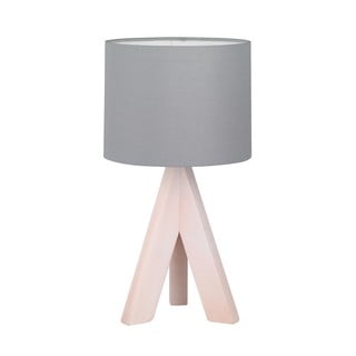 Siva stolna svjetiljka od prirodnog drva i tkanine Trio Ging, visina 31 cm